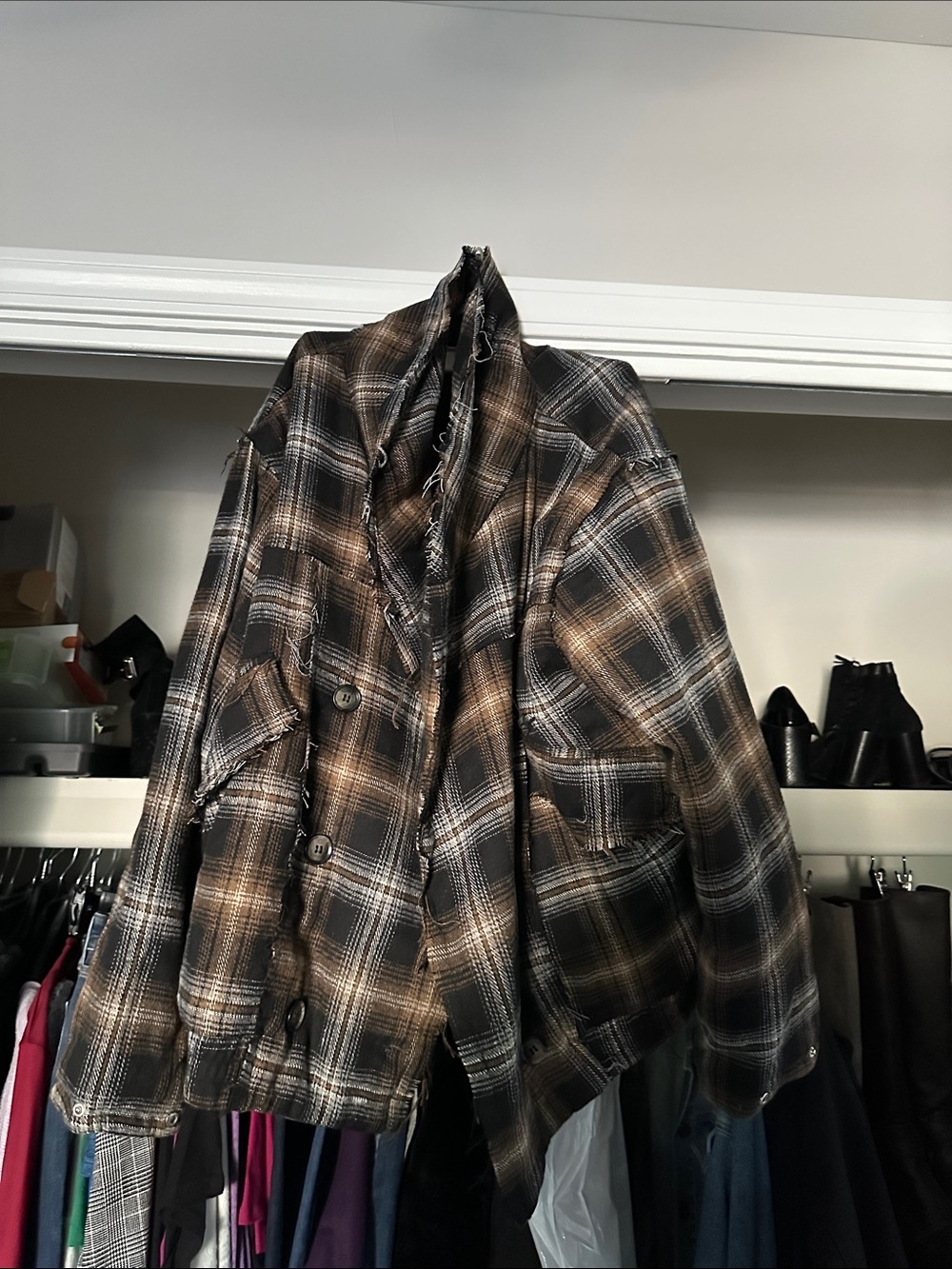 POL Plaid Bomber Jacket in Brown and Black